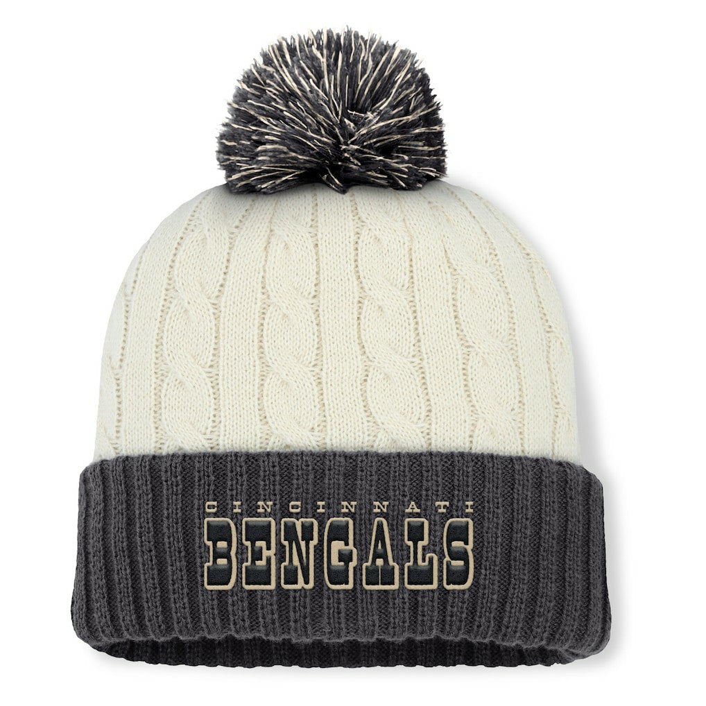 Fanatics Cincinnati Bengals Women's Coaxial Cuffed Knit Hat with Pom Cream