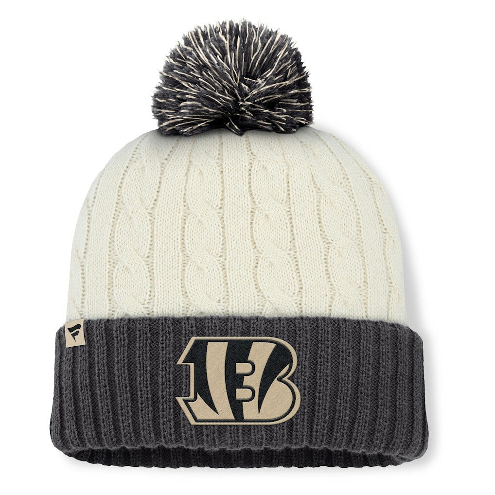 Fanatics Cincinnati Bengals Women's Coaxial Cuffed Knit Hat with Pom Cream
