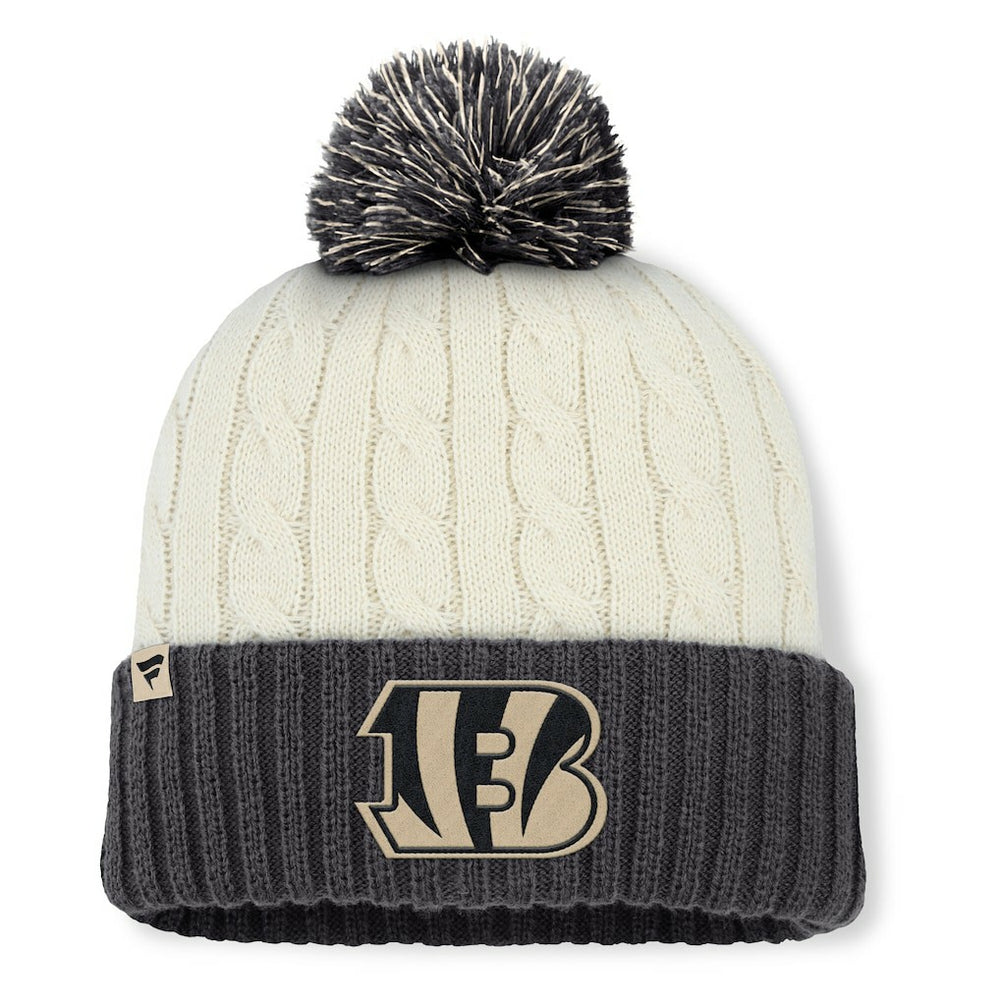 Fanatics Cincinnati Bengals Women's Coaxial Cuffed Knit Hat with Pom Cream