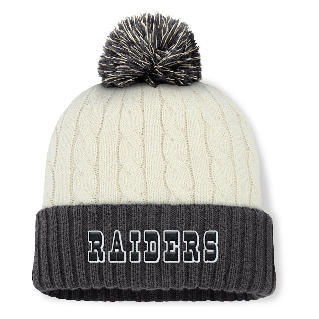 Fanatics Las Vegas Raiders Women's Coaxial Cuffed Knit Hat with Pom Cream