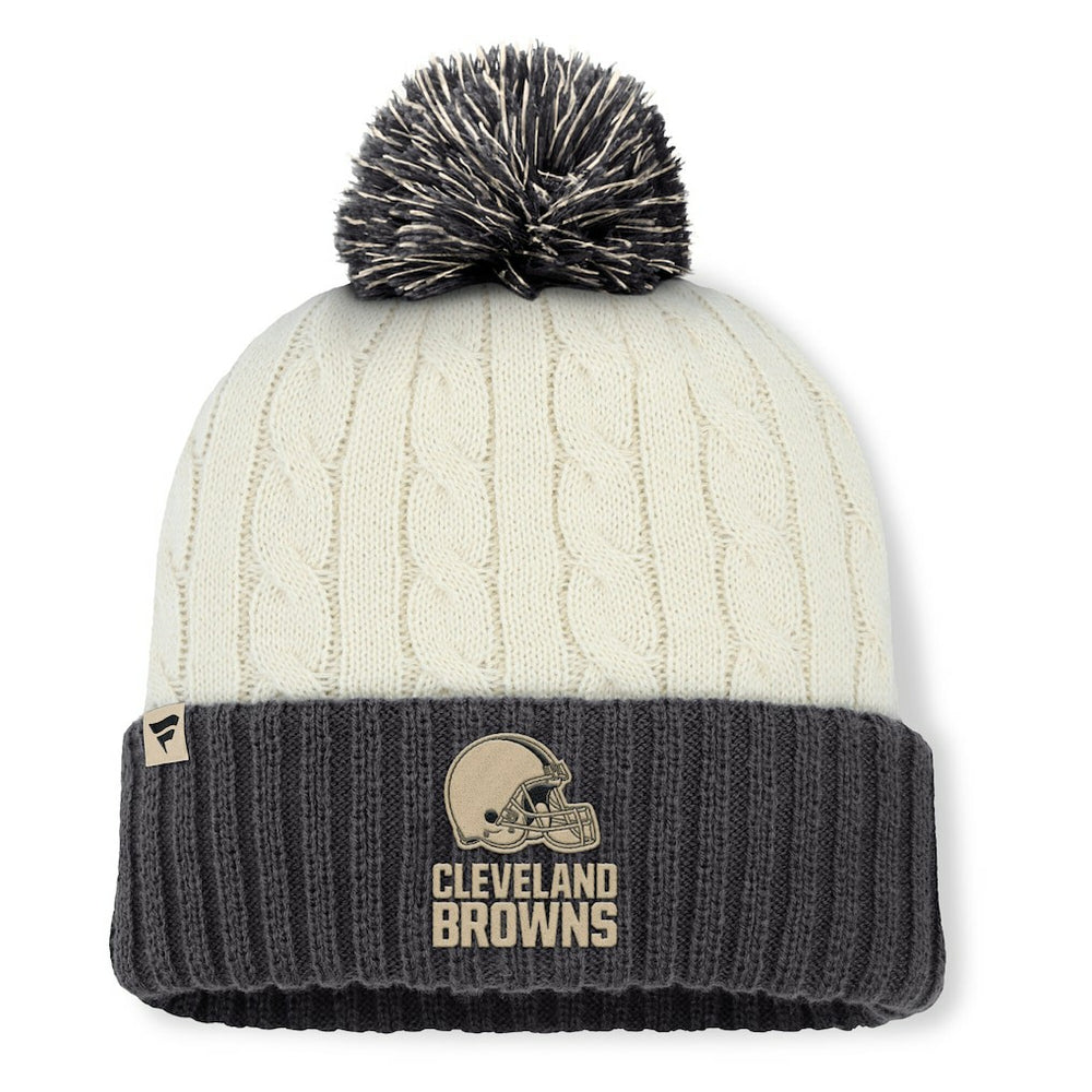 Fanatics Cleveland Browns Women's Coaxial Cuffed Knit Hat with Pom Cream