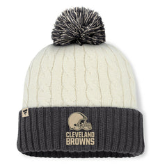Fanatics Cleveland Browns Women's Coaxial Cuffed Knit Hat with Pom Cream