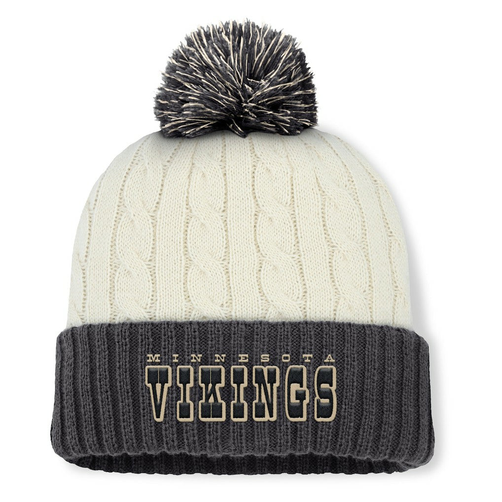 Fanatics Minnesota Vikings Women's Coaxial Cuffed Knit Hat with Pom Cream