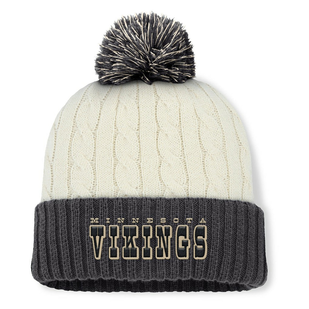 Fanatics Minnesota Vikings Women's Coaxial Cuffed Knit Hat with Pom Cream