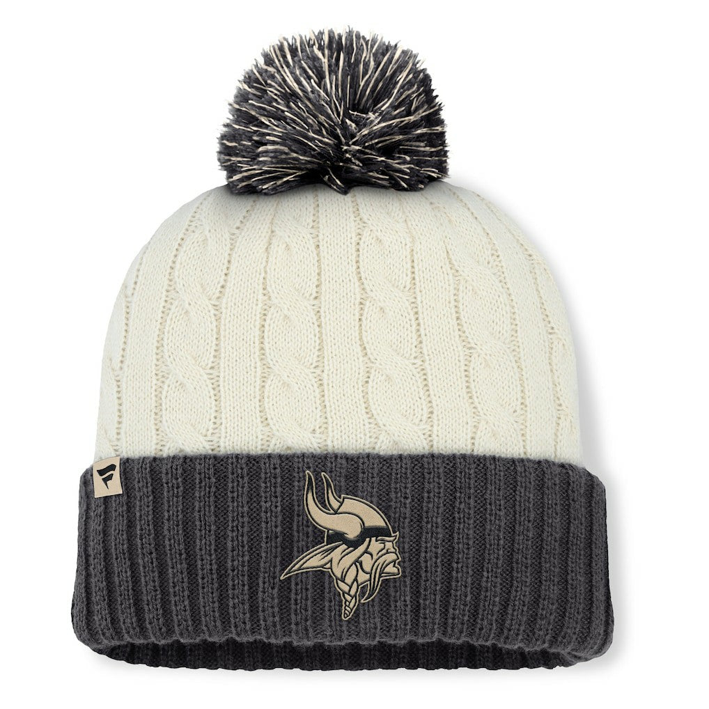 Fanatics Minnesota Vikings Women's Coaxial Cuffed Knit Hat with Pom Cream