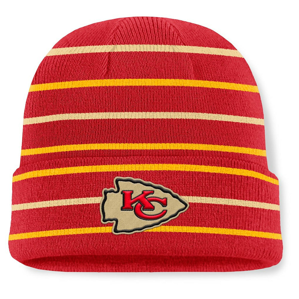 Fanatics Kansas City Chiefs Throwback Yard Lines Cuffed Knit Hat Red