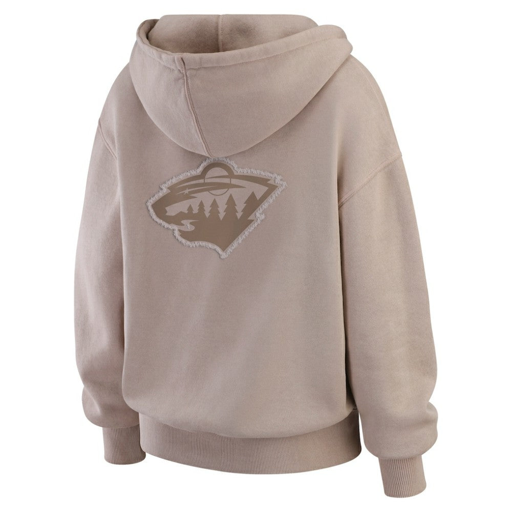 Minnesota Wild WEAR by Erin Andrews Women's Washed Pullover Crewdie - Tan - NHL 202830776