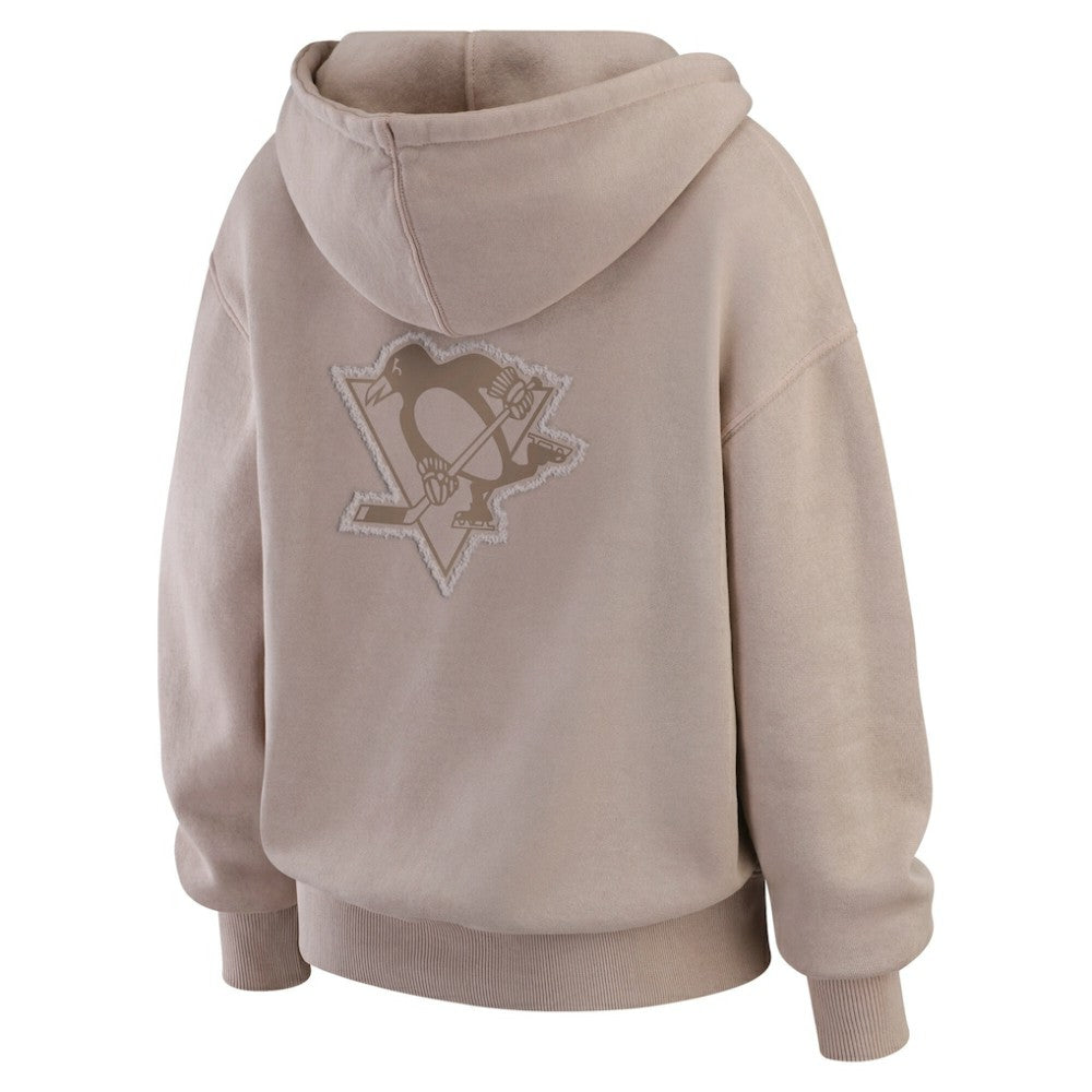 Pittsburgh Penguins WEAR by Erin Andrews Women's Washed Pullover Crewdie - Tan - NHL 202830778