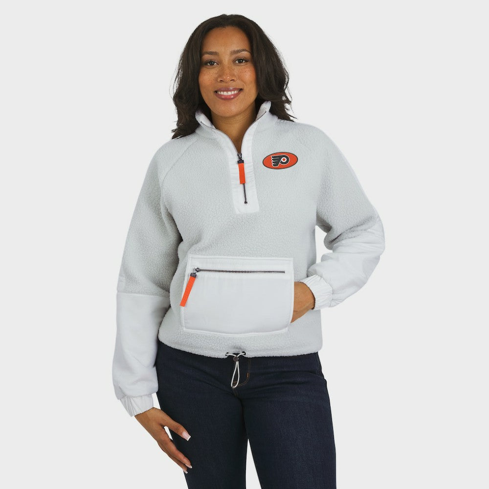 Philadelphia Flyers WEAR by Erin Andrews Women's Polar Fleece Quarter-Zip Jacket - Gray - NHL 202830791