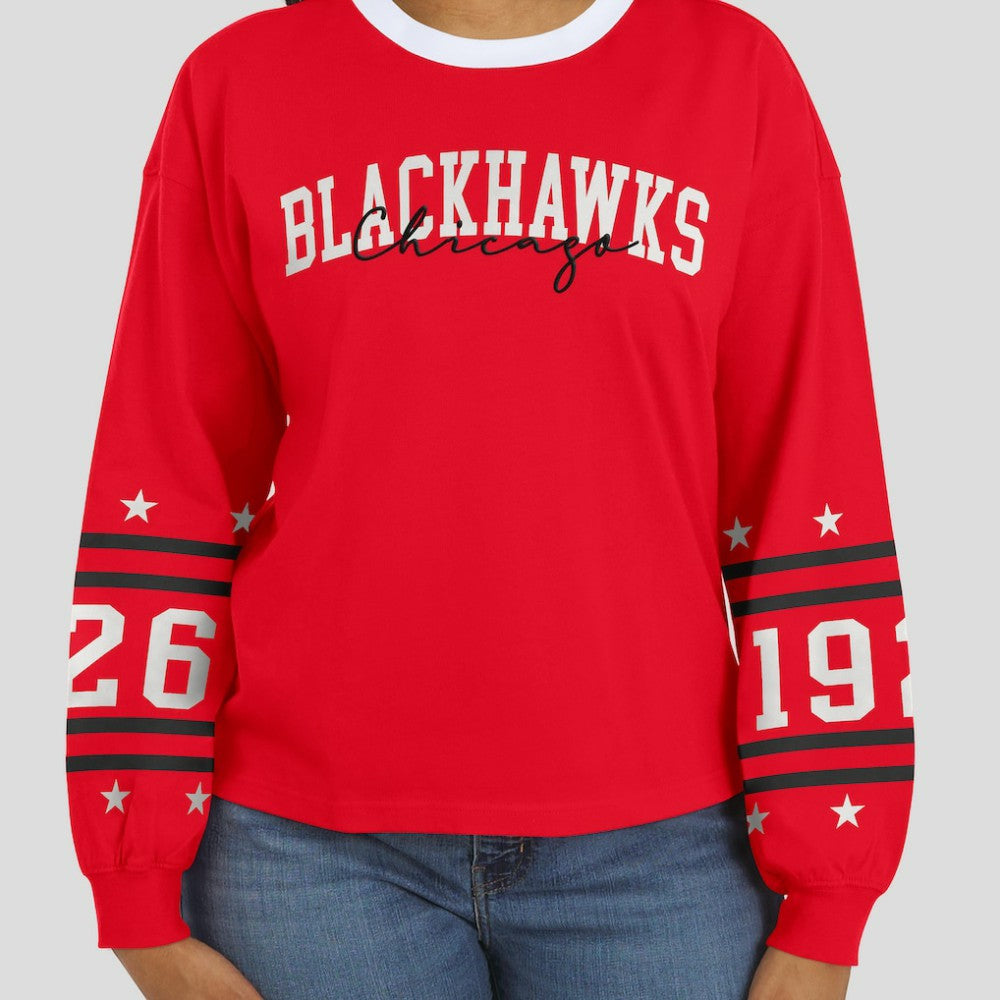 Chicago Blackhawks WEAR by Erin Andrews Women's Long-Sleeve Sport T-Shirt - Red - NHL 202830809
