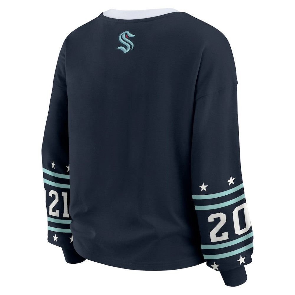 Seattle Kraken WEAR by Erin Andrews Women's Long-Sleeve Sport T-Shirt - Deep Sea Blue - NHL 202830813