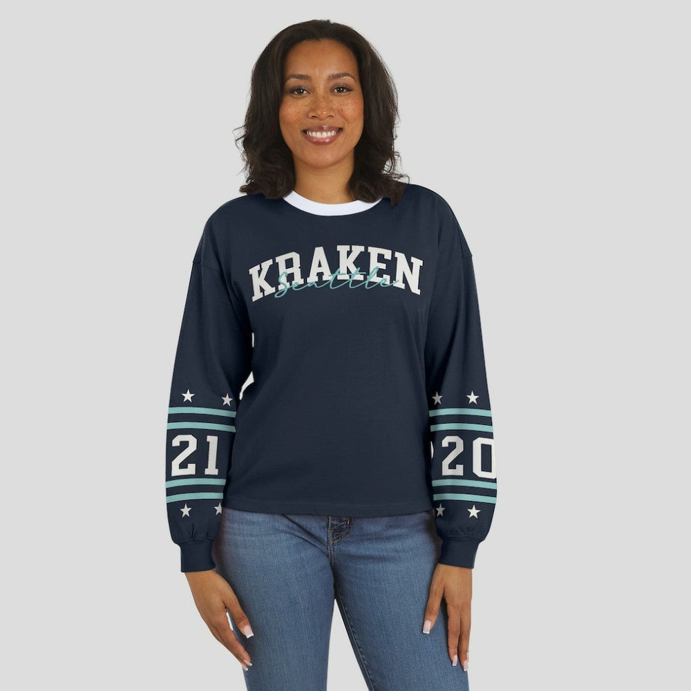 Seattle Kraken WEAR by Erin Andrews Women's Long-Sleeve Sport T-Shirt - Deep Sea Blue - NHL 202830813