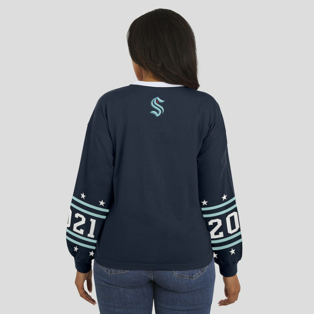 Seattle Kraken WEAR by Erin Andrews Women's Long-Sleeve Sport T-Shirt - Deep Sea Blue - NHL 202830813