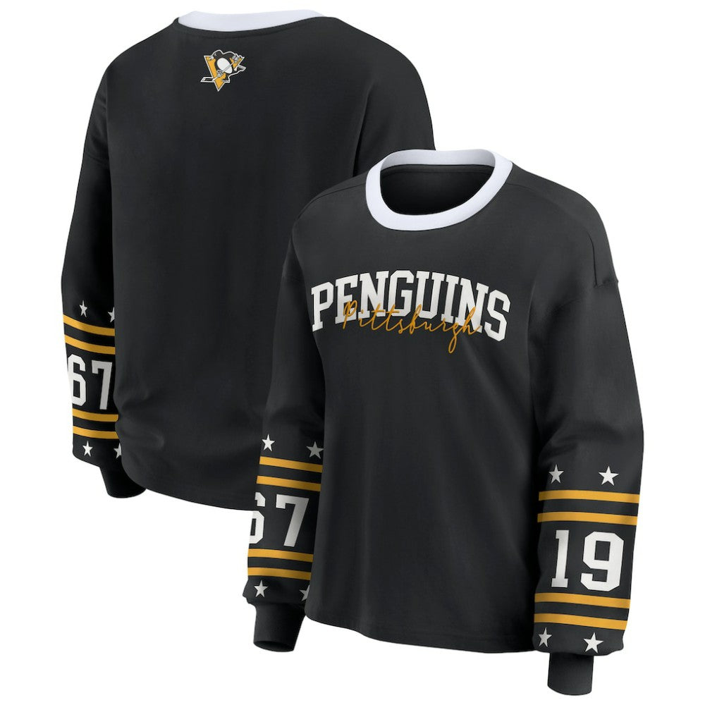 Pittsburgh Penguins WEAR by Erin Andrews Women's Long-Sleeve Sport T-Shirt - Black - NHL 202830814