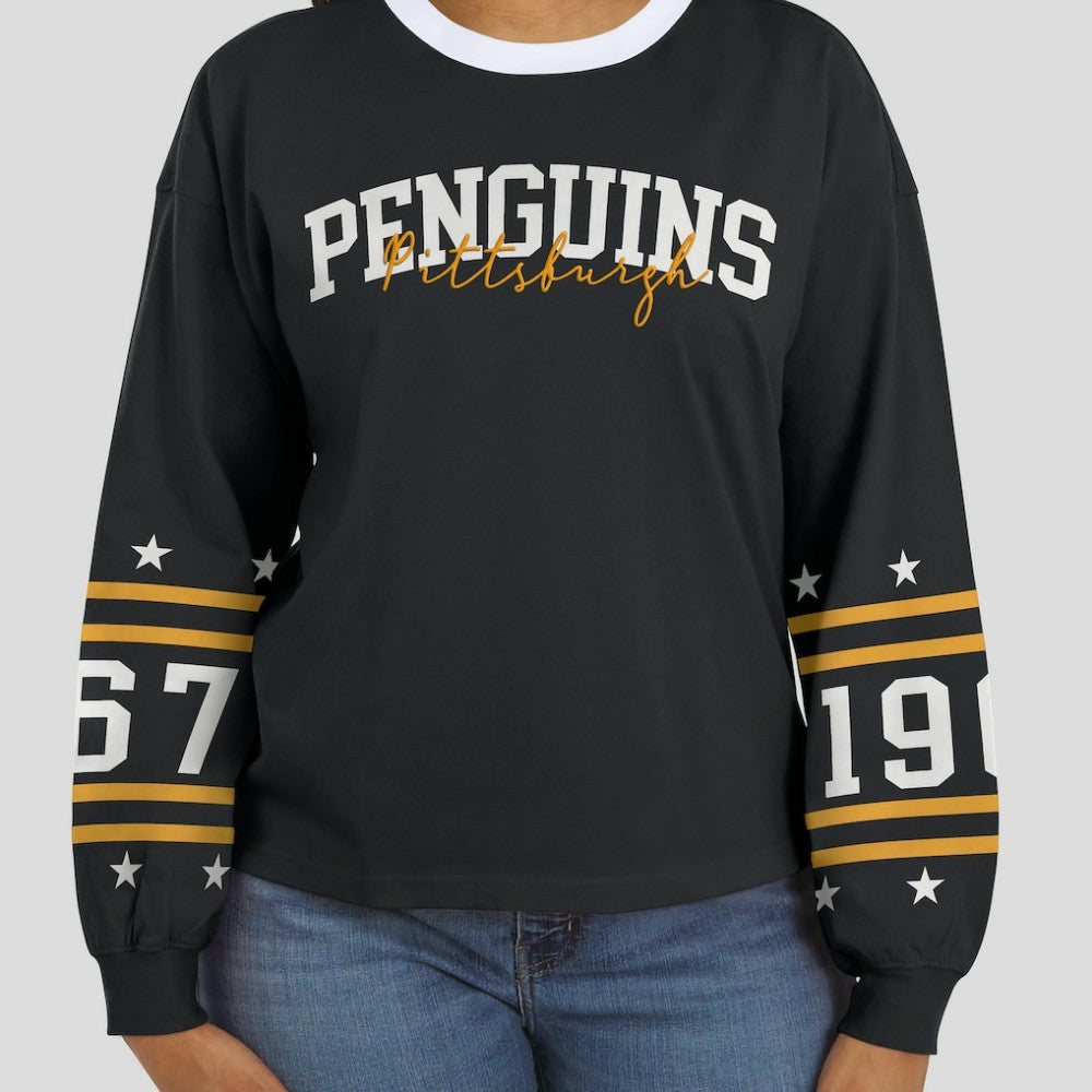 Pittsburgh Penguins WEAR by Erin Andrews Women's Long-Sleeve Sport T-Shirt - Black - NHL 202830814