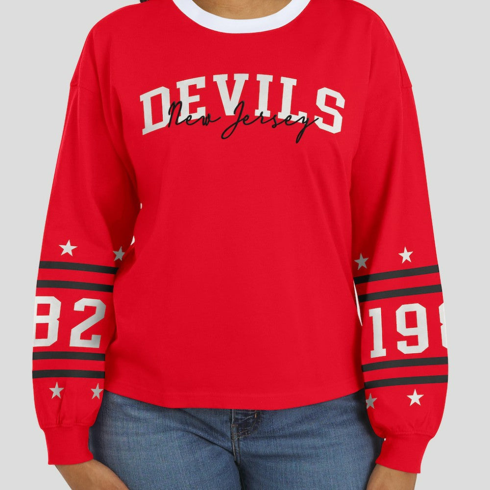 New Jersey Devils WEAR by Erin Andrews Women's Long-Sleeve Sport T-Shirt - Red - NHL 202830816