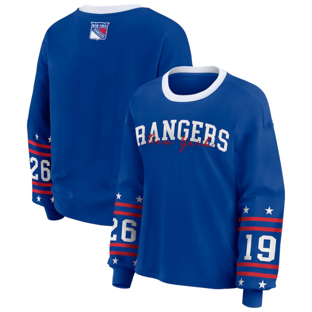 New York Rangers WEAR by Erin Andrews Women's Long-Sleeve Sport T-Shirt - Blue - NHL 202830817