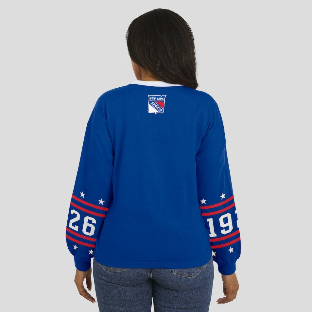 New York Rangers WEAR by Erin Andrews Women's Long-Sleeve Sport T-Shirt - Blue - NHL 202830817