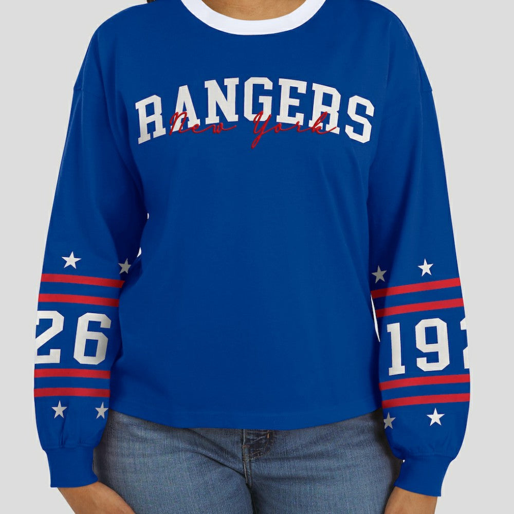 New York Rangers WEAR by Erin Andrews Women's Long-Sleeve Sport T-Shirt - Blue - NHL 202830817