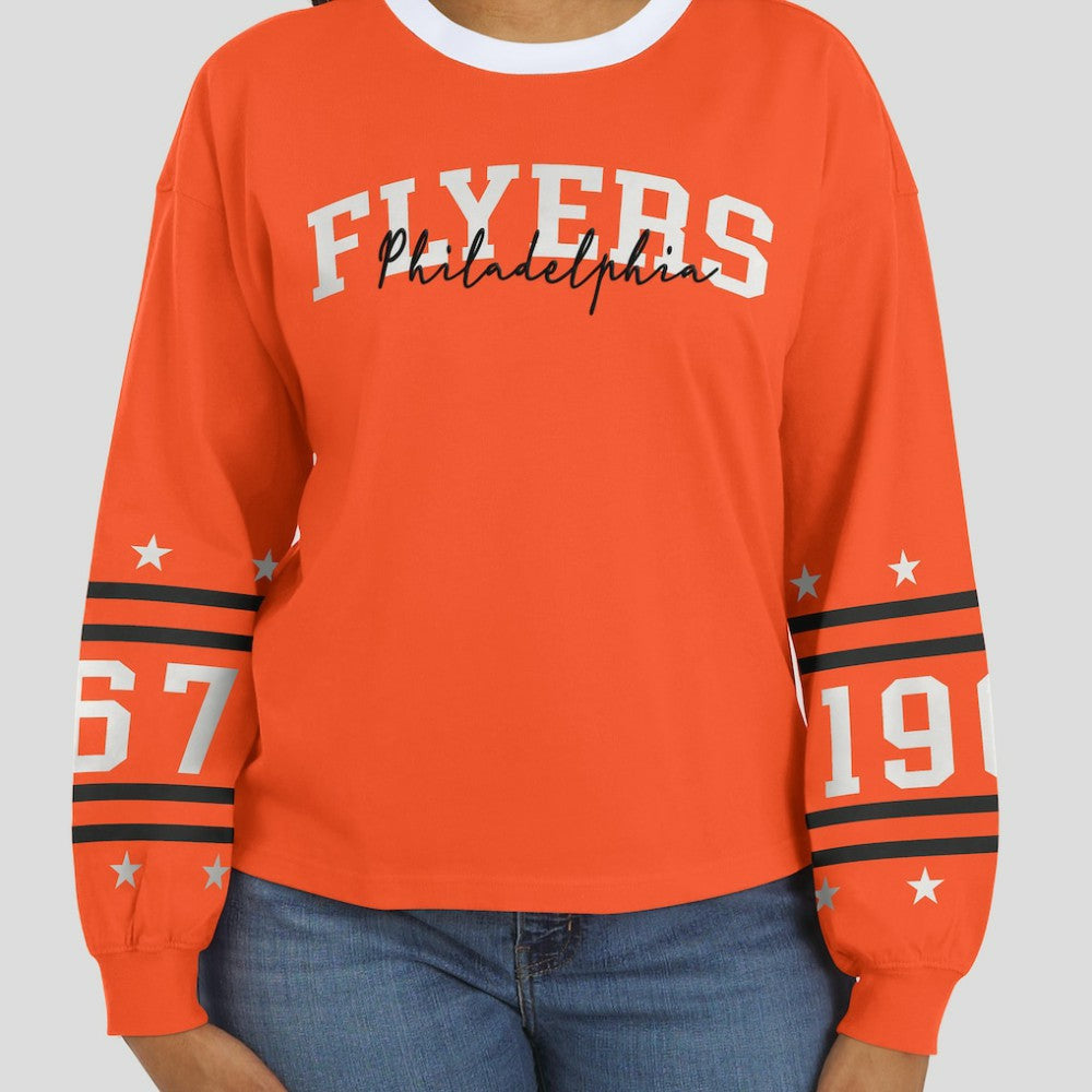 Philadelphia Flyers WEAR by Erin Andrews Women's Long-Sleeve Sport T-Shirt - Orange - NHL 202830818
