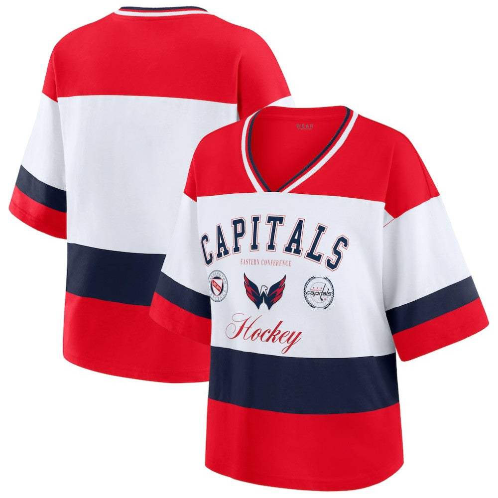 Washington Capitals WEAR by Erin Andrews Women's Jersey Style Tee - Red/White - NHL 202830837