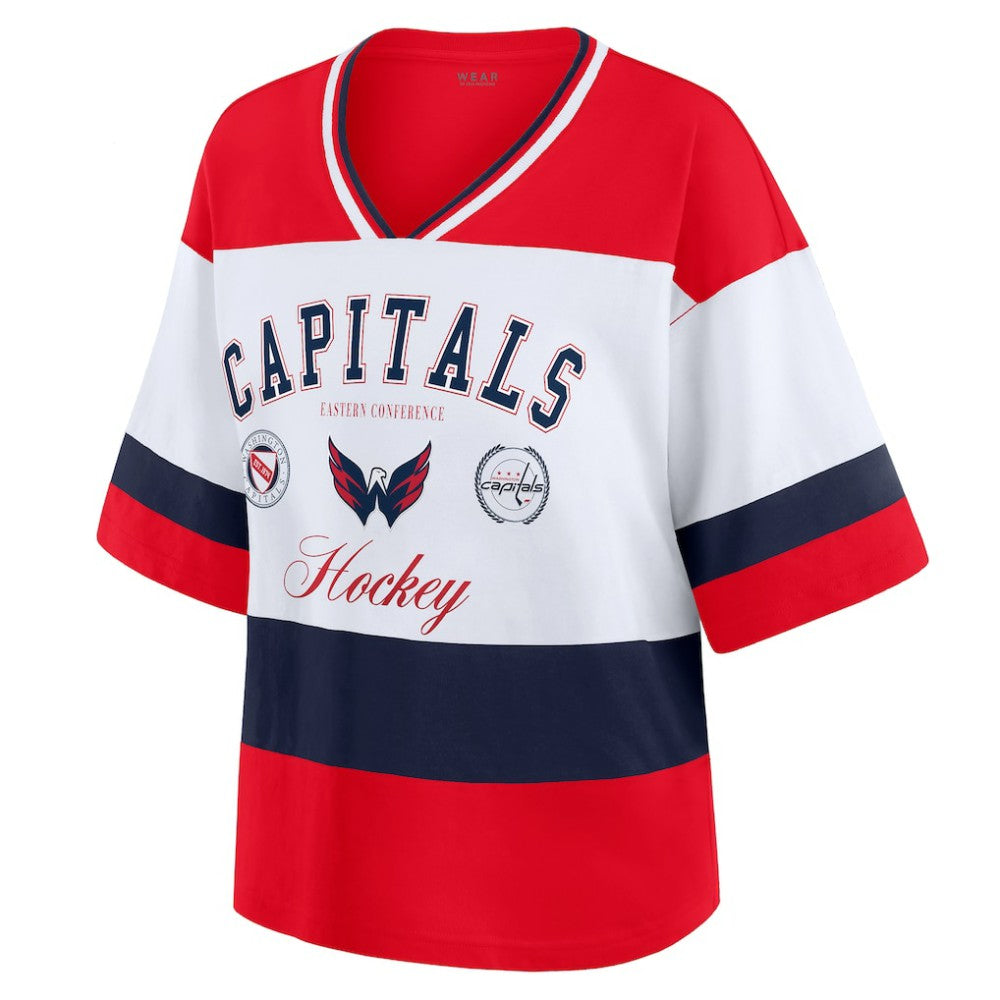 Washington Capitals WEAR by Erin Andrews Women's Jersey Style Tee - Red/White - NHL 202830837