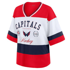 Washington Capitals WEAR by Erin Andrews Women's Jersey Style Tee - Red/White - NHL 202830837