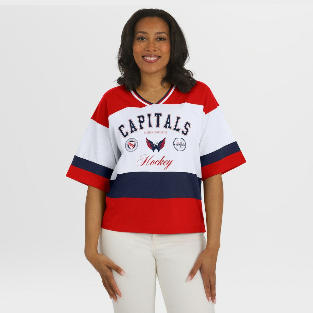 Washington Capitals WEAR by Erin Andrews Women's Jersey Style Tee - Red/White - NHL 202830837