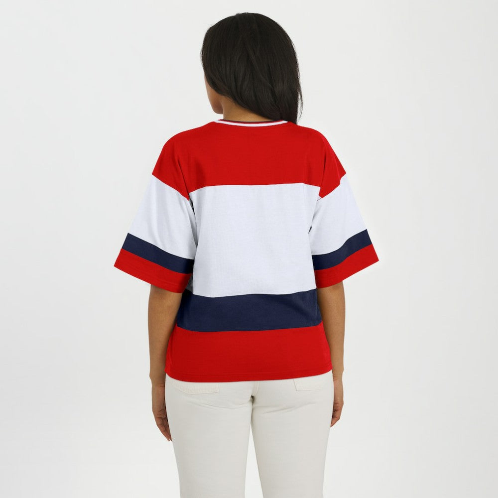 Washington Capitals WEAR by Erin Andrews Women's Jersey Style Tee - Red/White - NHL 202830837