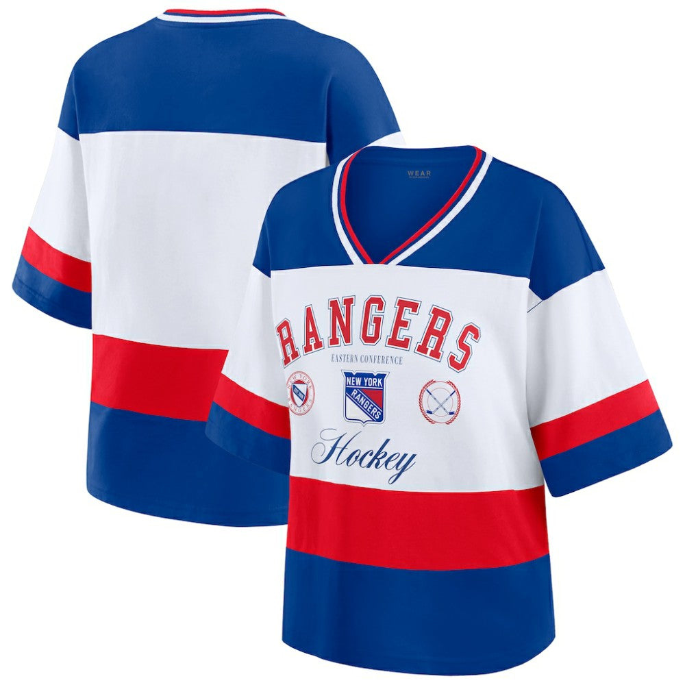 New York Rangers WEAR by Erin Andrews Women's Jersey Style Tee - Blue/White - NHL 202830838