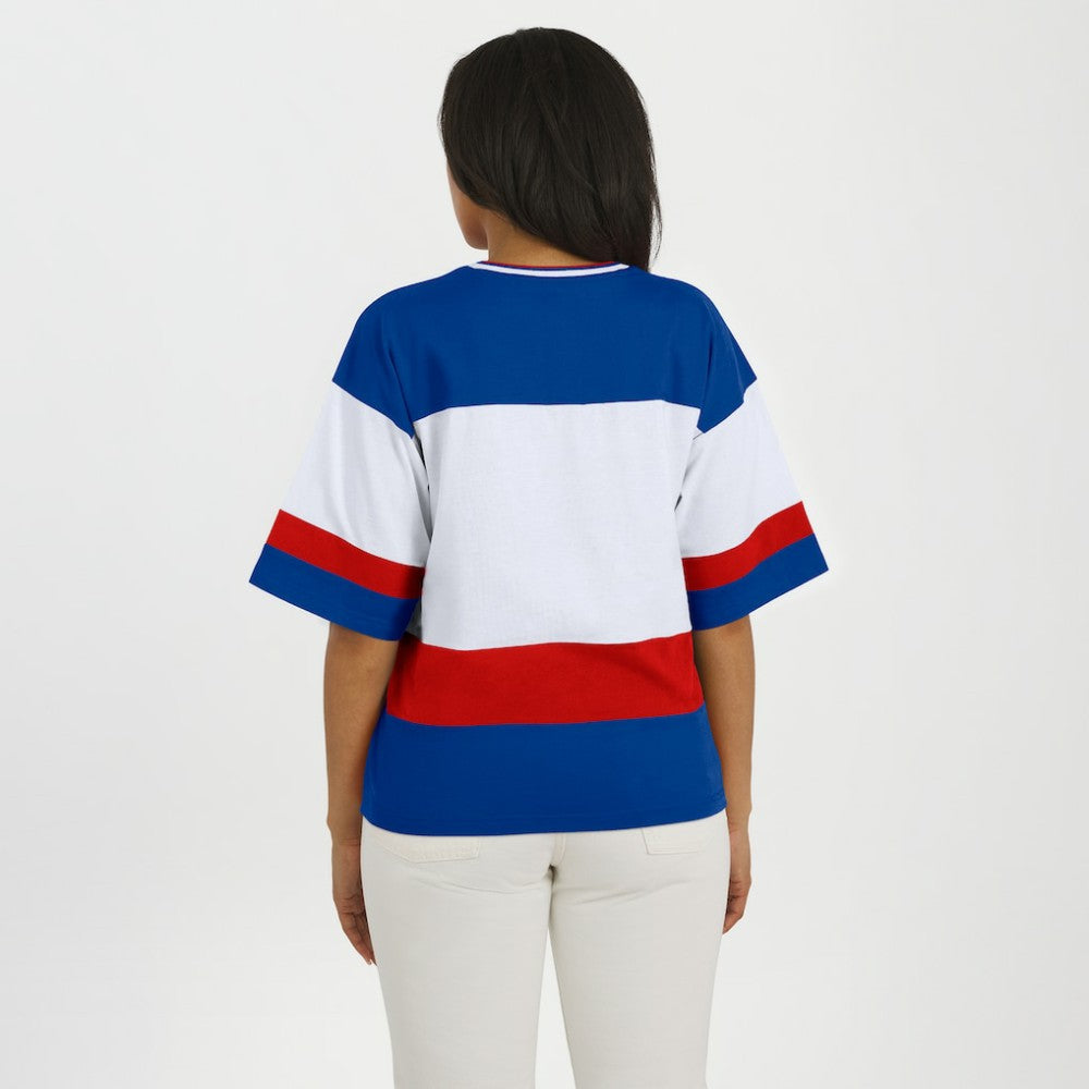 New York Rangers WEAR by Erin Andrews Women's Jersey Style Tee - Blue/White - NHL 202830838