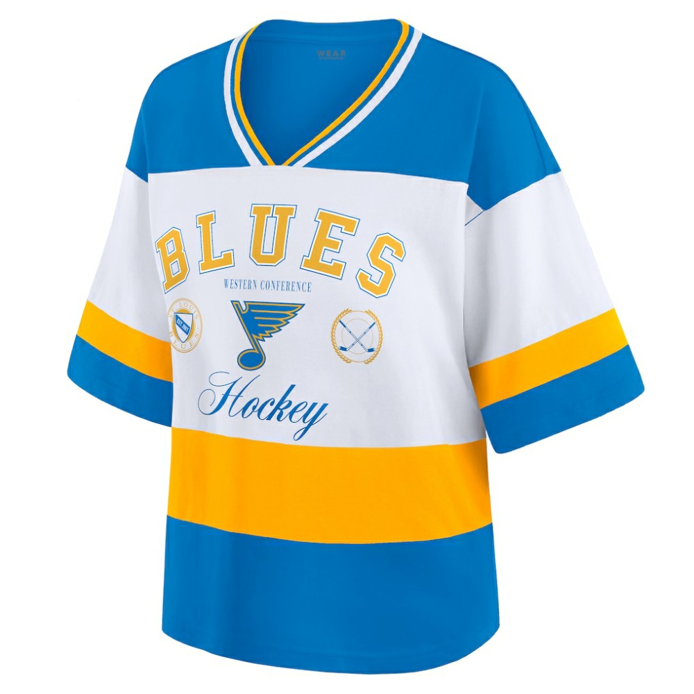 St. Louis Blues WEAR by Erin Andrews Women's Jersey Style Tee - Blue/White - NHL 202830840