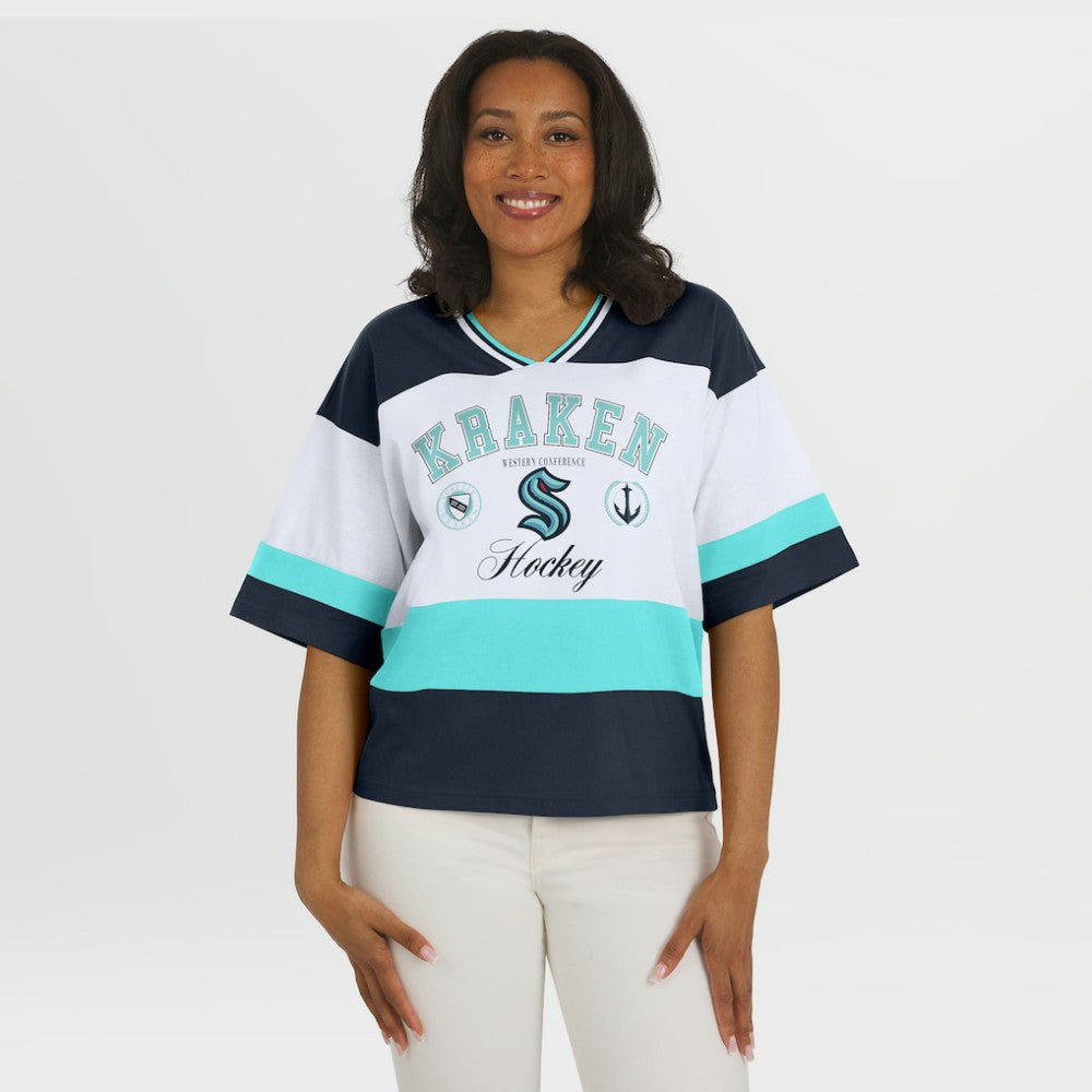 Seattle Kraken WEAR by Erin Andrews Women's Jersey Style Tee - Black/White - NHL 202830841