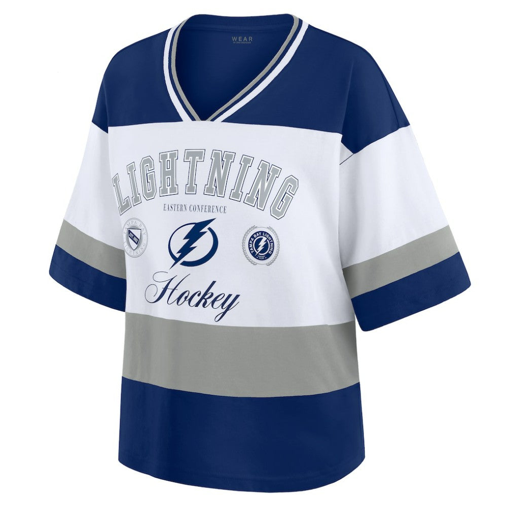 Tampa Bay Lightning WEAR by Erin Andrews Women's Jersey Style Tee - Blue/White - NHL 202830842