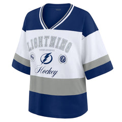 Tampa Bay Lightning WEAR by Erin Andrews Women's Jersey Style Tee - Blue/White - NHL 202830842