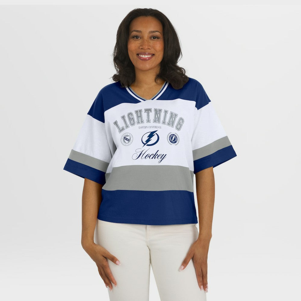 Tampa Bay Lightning WEAR by Erin Andrews Women's Jersey Style Tee - Blue/White - NHL 202830842