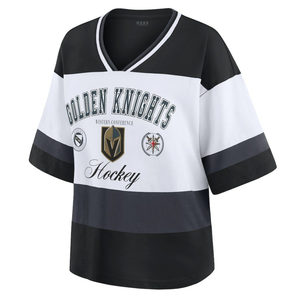 Vegas Golden Knights WEAR by Erin Andrews Women's Jersey Style Tee - Black/White - NHL 202830843