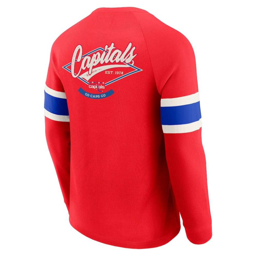 Washington Capitals Darius Rucker Collection by Fanatics Waffle-Knit Raglan Long Sleeve Henley T-Shirt - Red - NHL 202831281