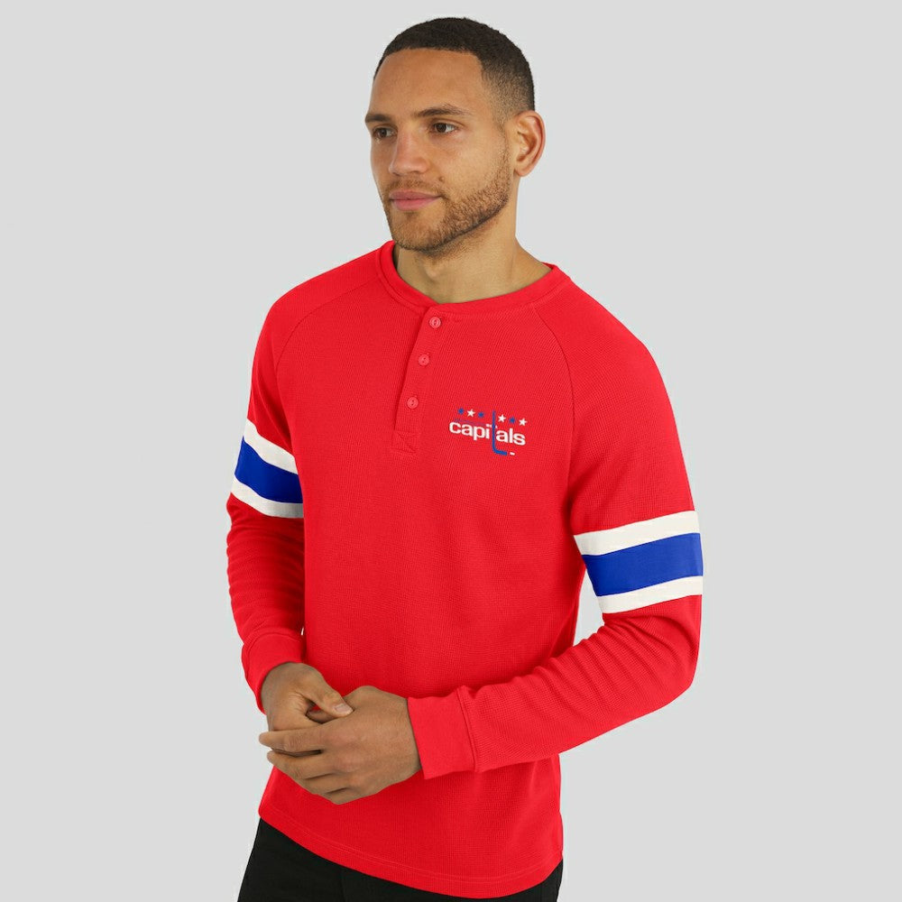 Washington Capitals Darius Rucker Collection by Fanatics Waffle-Knit Raglan Long Sleeve Henley T-Shirt - Red - NHL 202831281