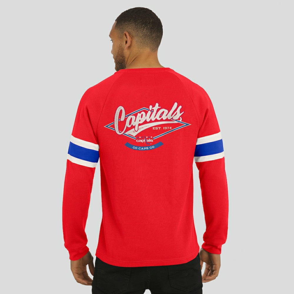Washington Capitals Darius Rucker Collection by Fanatics Waffle-Knit Raglan Long Sleeve Henley T-Shirt - Red - NHL 202831281