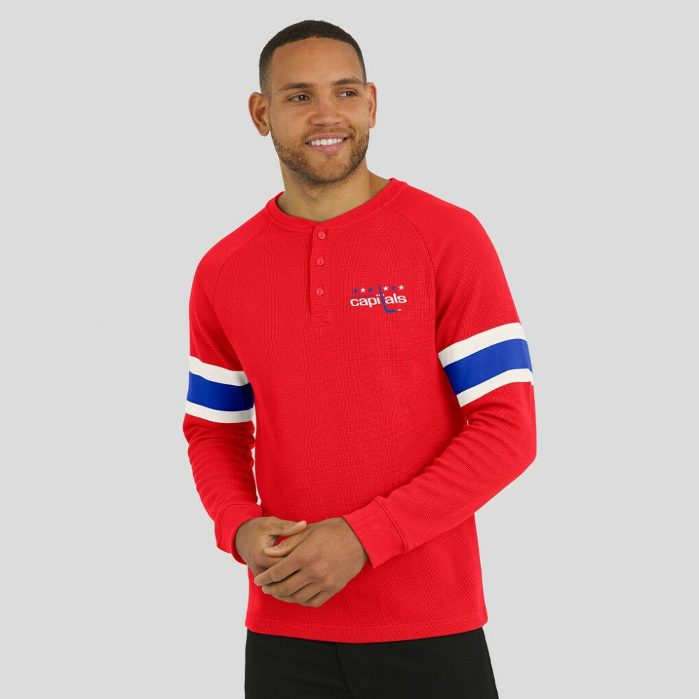 Washington Capitals Darius Rucker Collection by Fanatics Waffle-Knit Raglan Long Sleeve Henley T-Shirt - Red - NHL 202831281