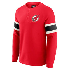 New Jersey Devils Darius Rucker Collection by Fanatics Waffle-Knit Raglan Long Sleeve Henley T-Shirt - Red - NHL 202831282