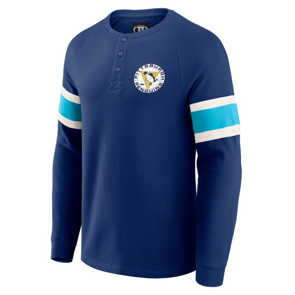 Pittsburgh Penguins Darius Rucker Collection by Fanatics Waffle-Knit Raglan Long Sleeve Henley T-Shirt - Navy - NHL 202831285