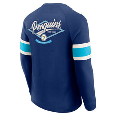 Pittsburgh Penguins Darius Rucker Collection by Fanatics Waffle-Knit Raglan Long Sleeve Henley T-Shirt - Navy - NHL 202831285