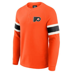Philadelphia Flyers Darius Rucker Collection by Fanatics Waffle-Knit Raglan Long Sleeve Henley T-Shirt - Orange - NHL 202831286