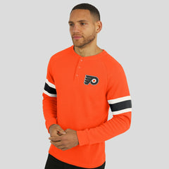 Philadelphia Flyers Darius Rucker Collection by Fanatics Waffle-Knit Raglan Long Sleeve Henley T-Shirt - Orange - NHL 202831286