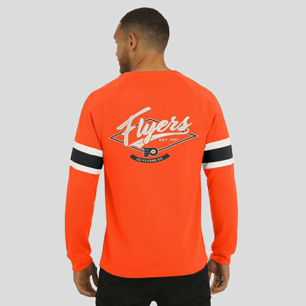 Philadelphia Flyers Darius Rucker Collection by Fanatics Waffle-Knit Raglan Long Sleeve Henley T-Shirt - Orange - NHL 202831286