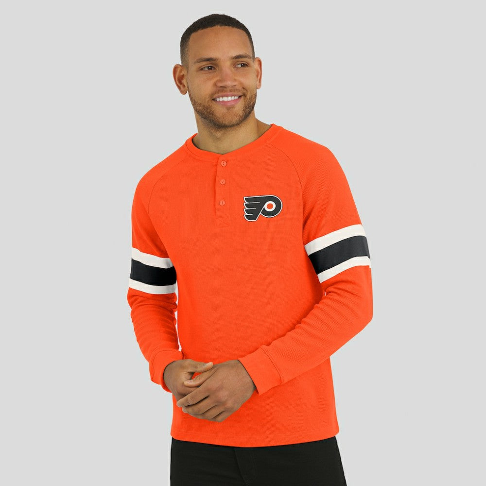 Philadelphia Flyers Darius Rucker Collection by Fanatics Waffle-Knit Raglan Long Sleeve Henley T-Shirt - Orange - NHL 202831286
