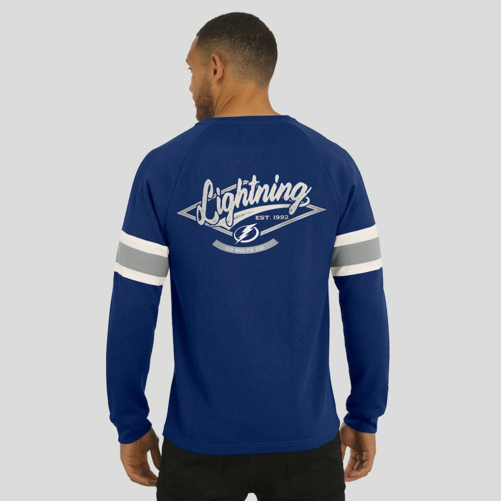Tampa Bay Lightning Darius Rucker Collection by Fanatics Waffle-Knit Raglan Long Sleeve Henley T-Shirt - Navy - NHL 202831288