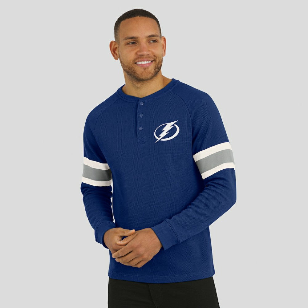 Tampa Bay Lightning Darius Rucker Collection by Fanatics Waffle-Knit Raglan Long Sleeve Henley T-Shirt - Navy - NHL 202831288